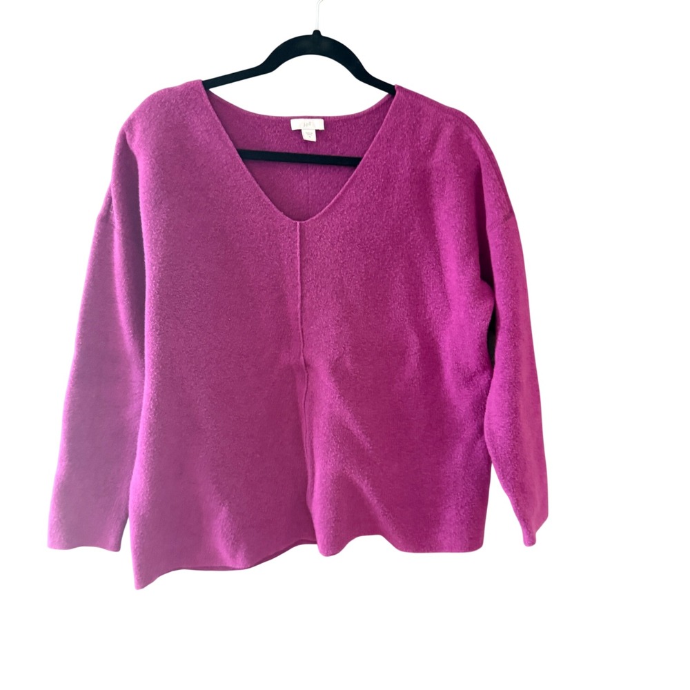 J Jill Womens Magenta Purple V Neck Cotton Blend Sweater Size M Casual